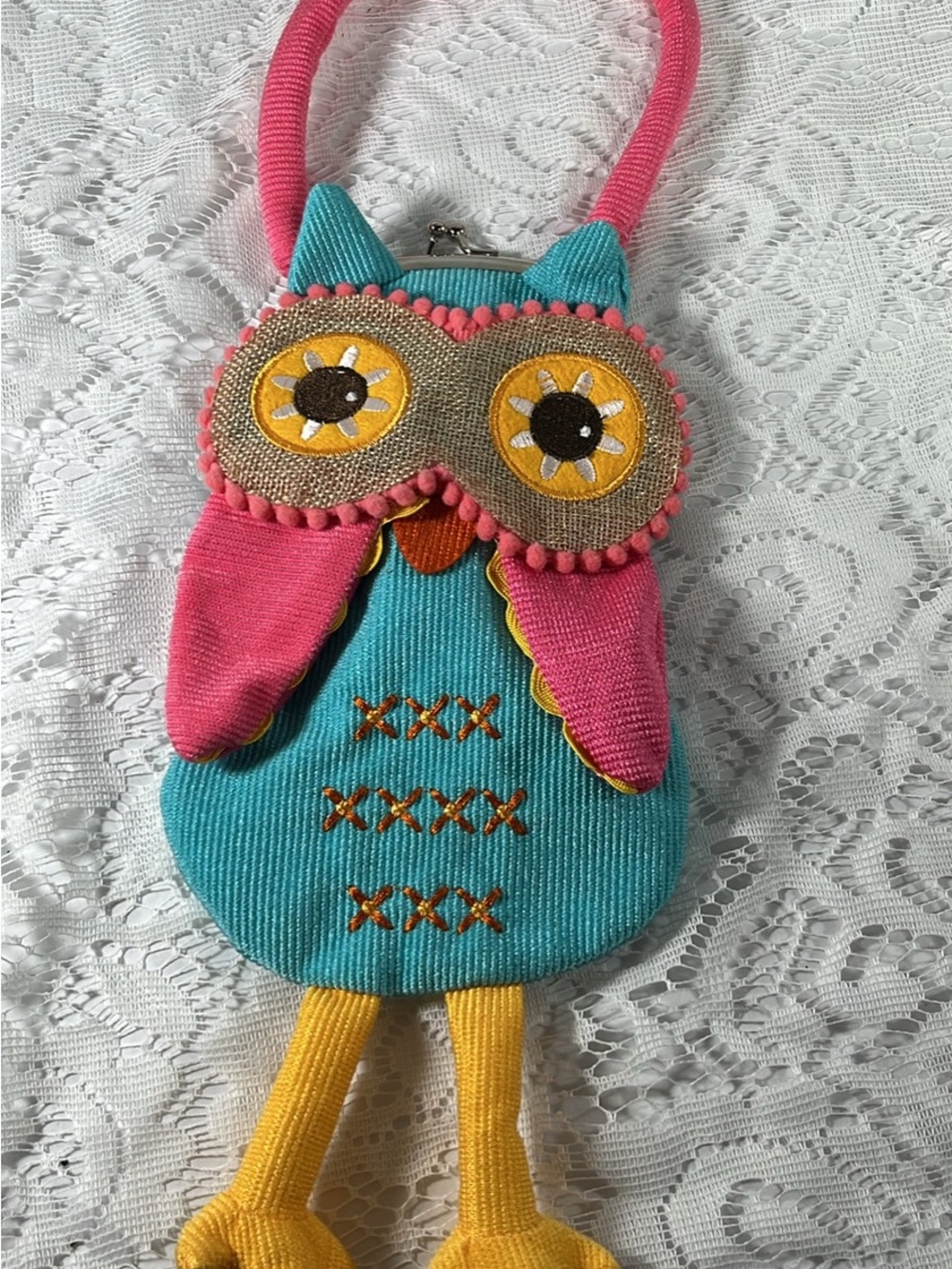 Kids Owl Crossbody Bag - Turquoise, Pink & Yellow